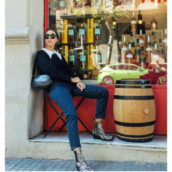 Jeffrey Campbell Poker Snake Ankle Boots Booties Silver Gray 37 Free People - Picture 3 of 9